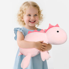 BestVIVE pink dinosaur plush weight detail shows weighted base