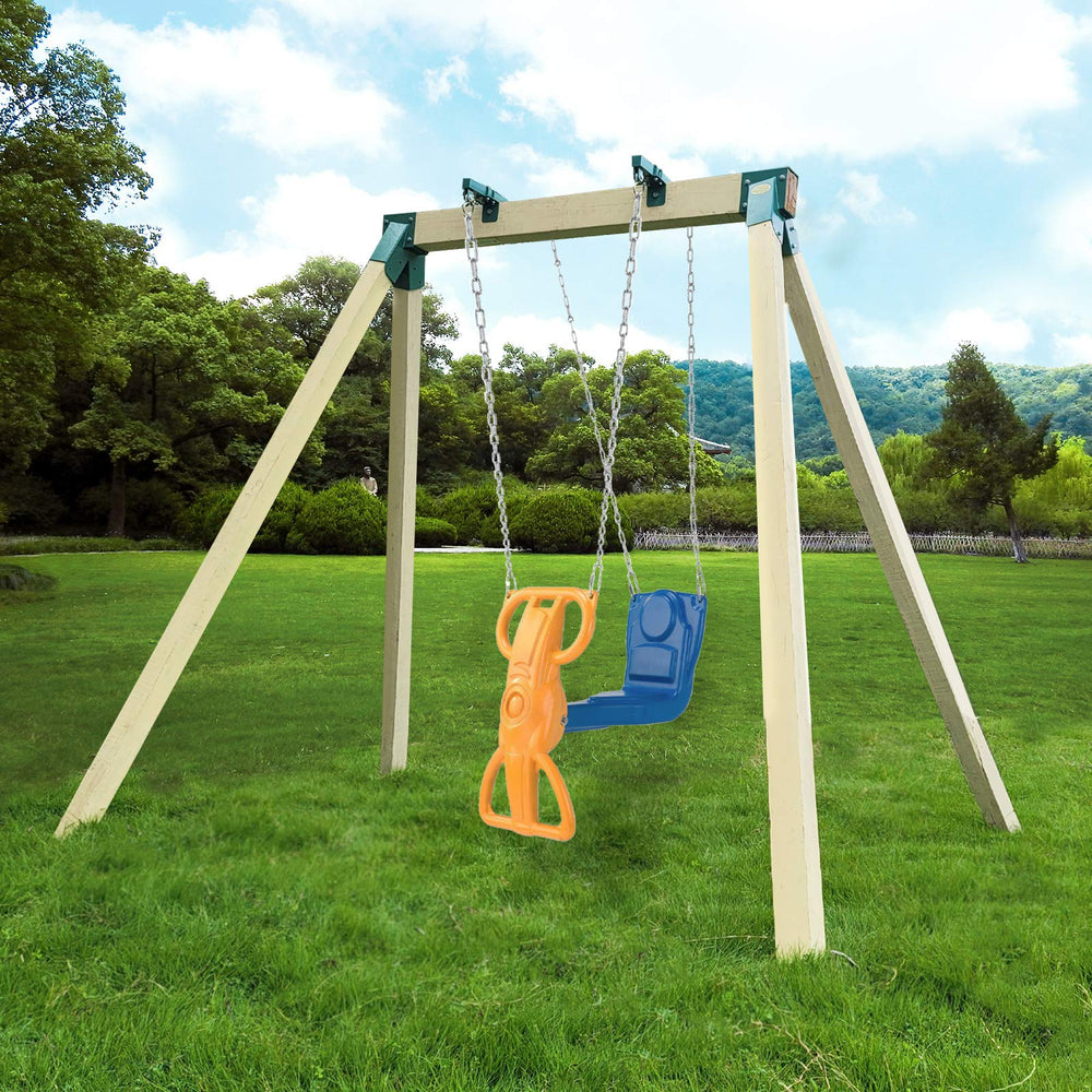 BETOOLL outdoor backyard setup featuring an A-frame swing installation