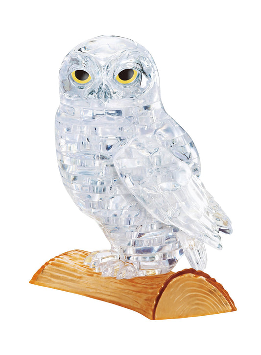 Beverly Crystal 3D Clear Owl puzzle close-up highlighting crystal clarity for display.