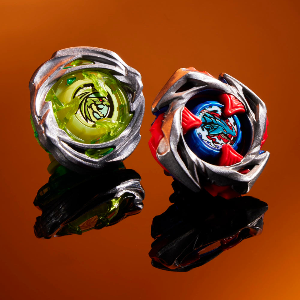Beyblade BEY BBX Seward Impact Drake top in action.