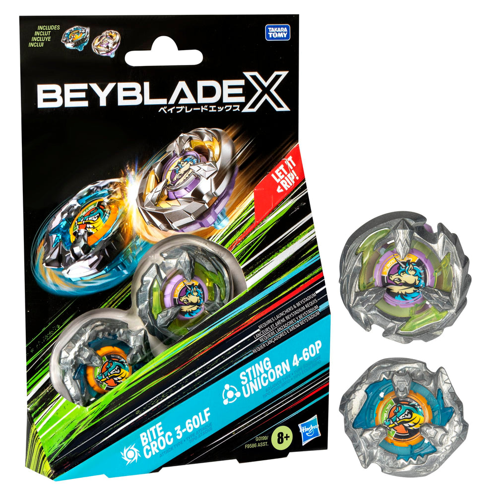 Beyblade X Bite Croc 3-60LF top in attack mode for fast bursts