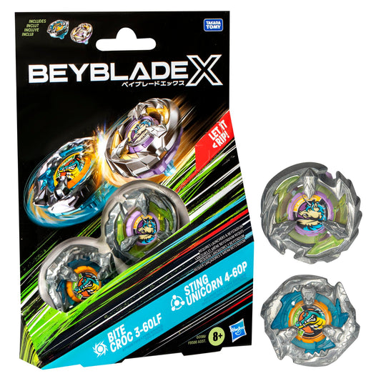 Beyblade X Bite Croc 3-60LF top in attack mode for fast bursts