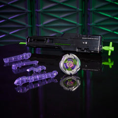 Beyblade X clockwise starter with 25 cm ripcord shown, ready for swift launches.