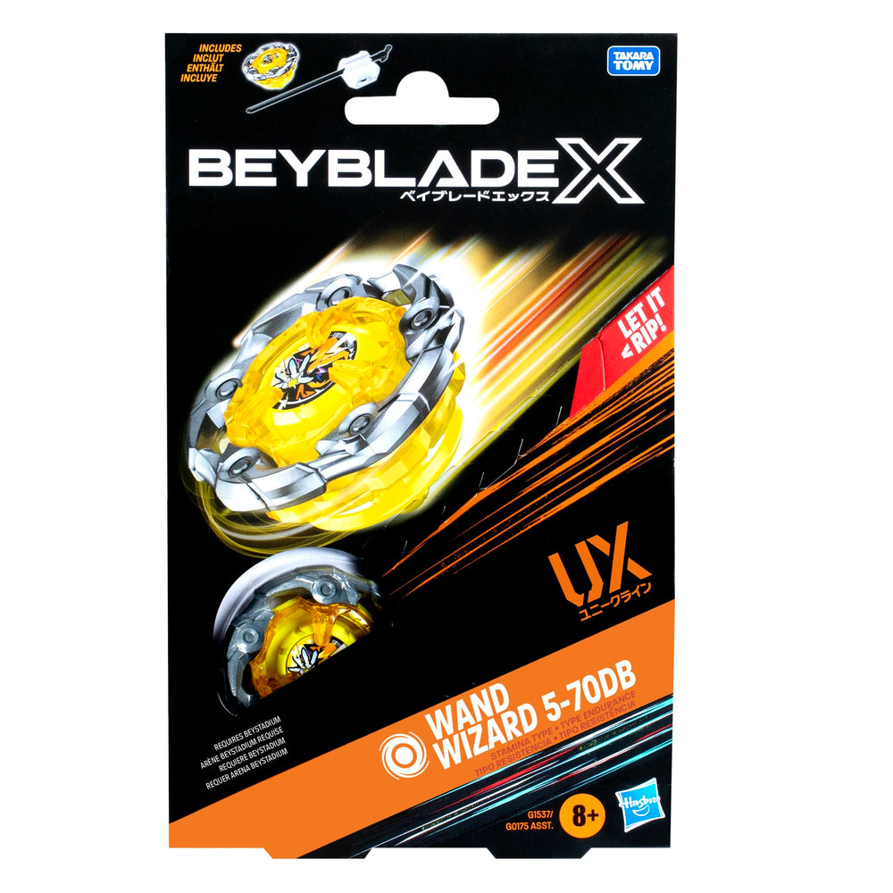 Beyblade X interchangeable blades and bits enable quick customizations on the go.