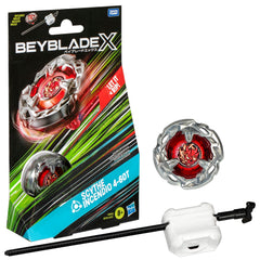 Beyblade X Scythe Incendio top in battle pose for high-speed clashes.