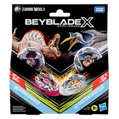 Beyblade X Spinosaurus top with metal parts for dramatic battles.