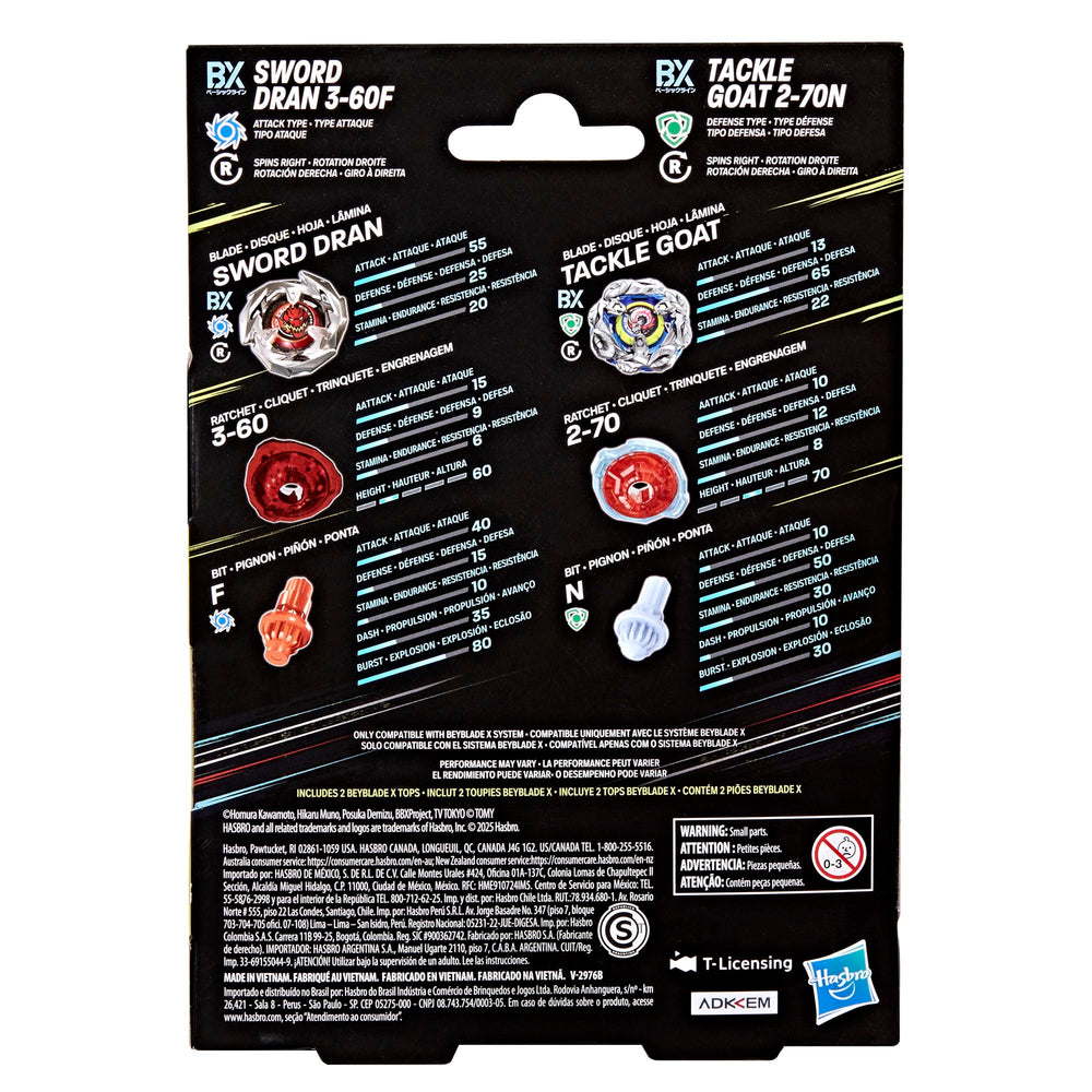 Beyblade X Sword Dran 3-60F top in attack mode for bold clashes.