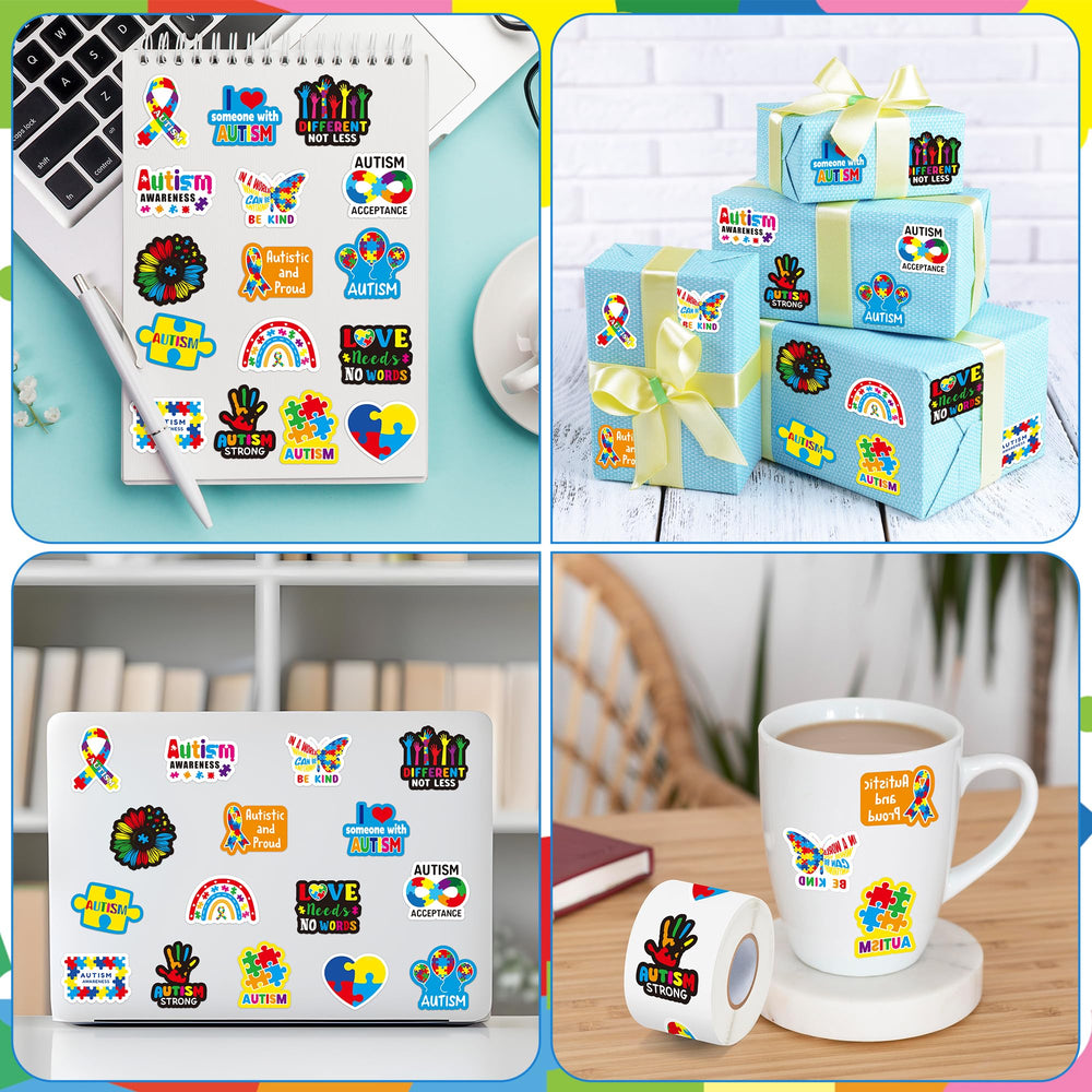 BeYumi puzzle piece ribbon sticker on gifts and decor.