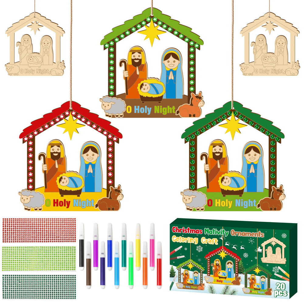 BeYumi Christmas wooden house craft kit for kids, perfect for creating festive nativity decor.