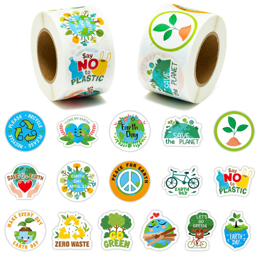 BeYumi Earth Day roll stickers two-rolls pack for versatile decorating and sharing