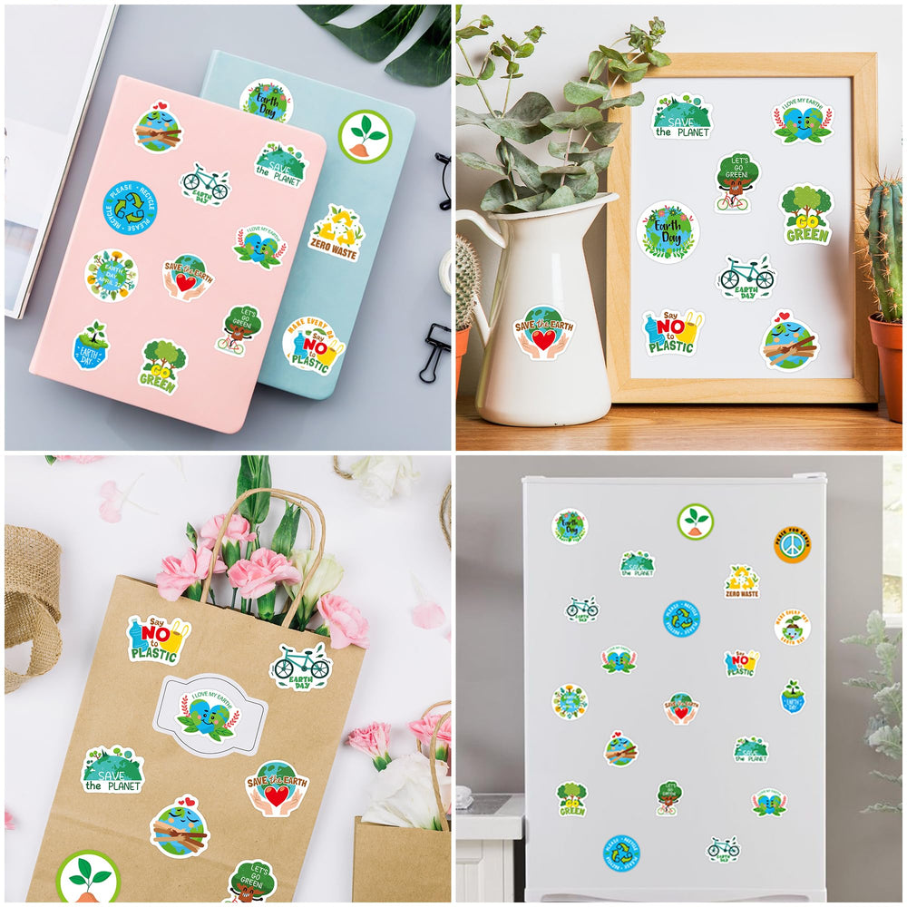 BeYumi Earth Day stickers on water bottle inspire green reuse
