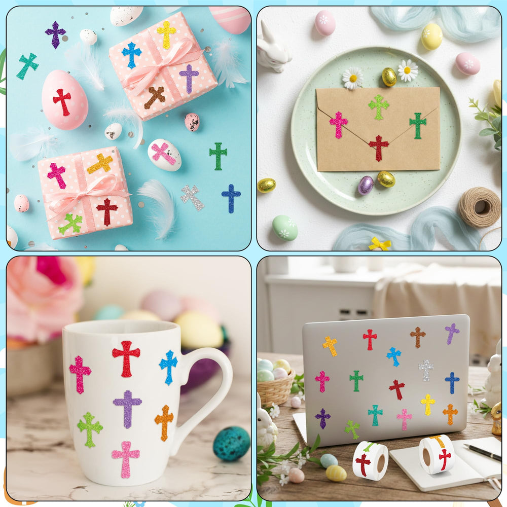 BeYumi Easter cross sticker on notebook illustrates versatile application and durable adhesion