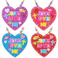 BeYumi Easter Necklace Kit with heart felt pendants for creative faith-based crafts.