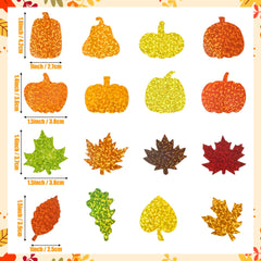 BeYumi fall pumpkin leaves roll1 closeup showcases glittery detail for gift toppers