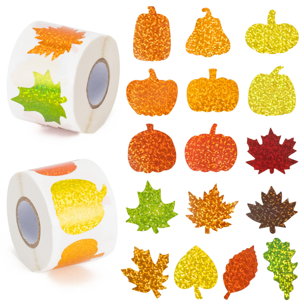 BeYumi fall pumpkin leaves roll1 holographic stickers brighten notebooks with autumn sparkle
