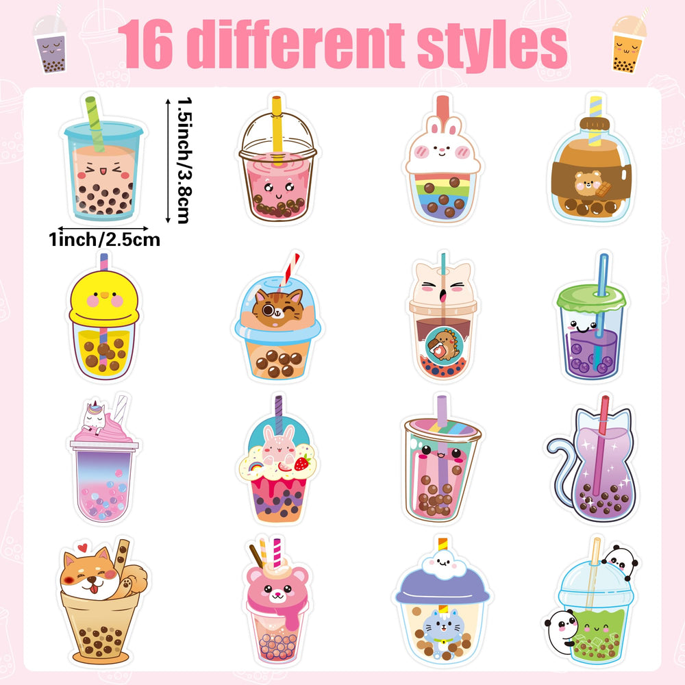 BeYumi kawaii boba stickers with variety designs for scrapbooks and luggage.