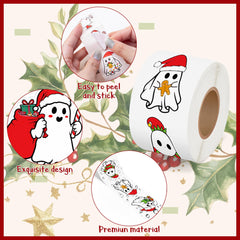 BeYumi kawaii ghost with Santa hat closeup shows vibrant, durable vinyl for easy application.