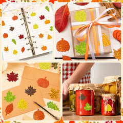 BeYumi maple leaf stickers shimmer on laptops, water bottles, and planners