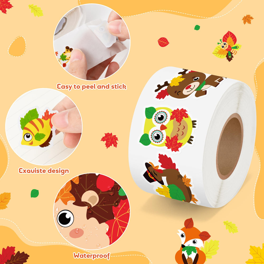 BeYumi Maple Leaves Animals Stickers bottles – durable adhesive decals for festive bottle decor