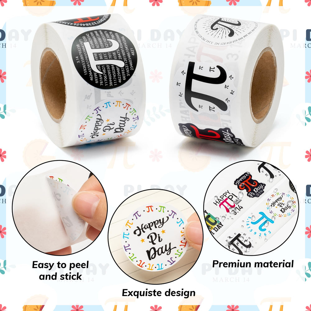 BeYumi Pi Day stickers roll 03 math themed envelopes and gifts accents.