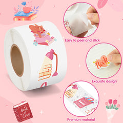 BeYumi pink bookish sticker roll on scrapbook preserves color and charm.