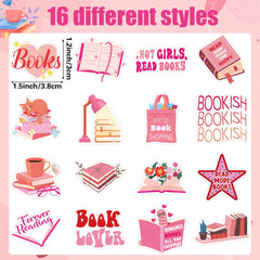BeYumi pink bookish sticker roll on water bottle adds durability and flair.