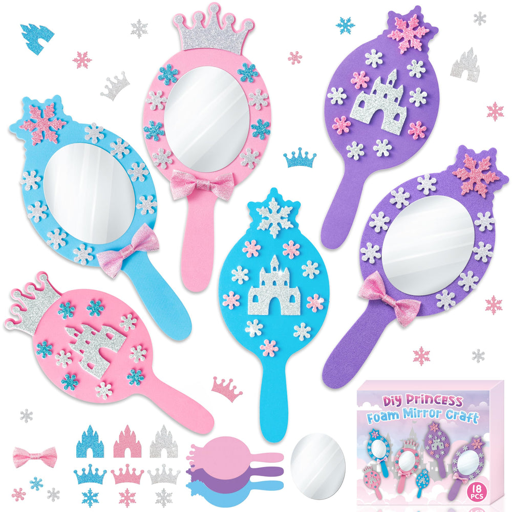 BeYumi Princess Foam Mirror Kit packaging shows complete DIY decor activity for kids