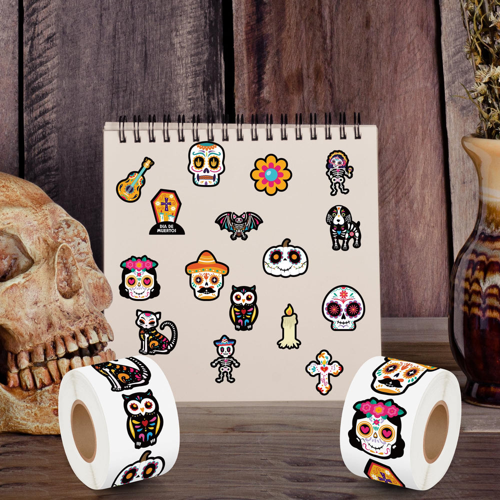 BeYumi sugar skull stickers on notebooks for school project inspiration