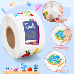 BeYumi Thank You Teacher stickers decorate a water bottle for school use.
