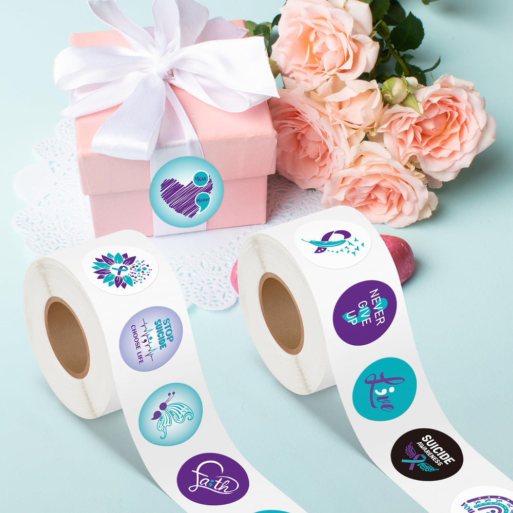 BeYumi water bottle sticker offers durable decor with teal purple ribbon