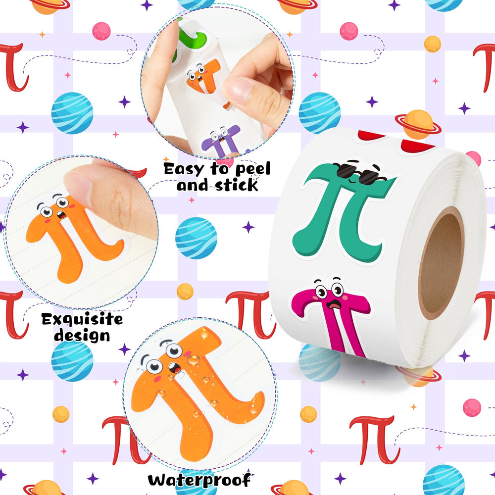 BeYumi waterproof pi symbols decals for water bottles and school projects.