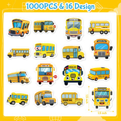 BeYumi yellow school bus sticker on water bottle adds fun decor