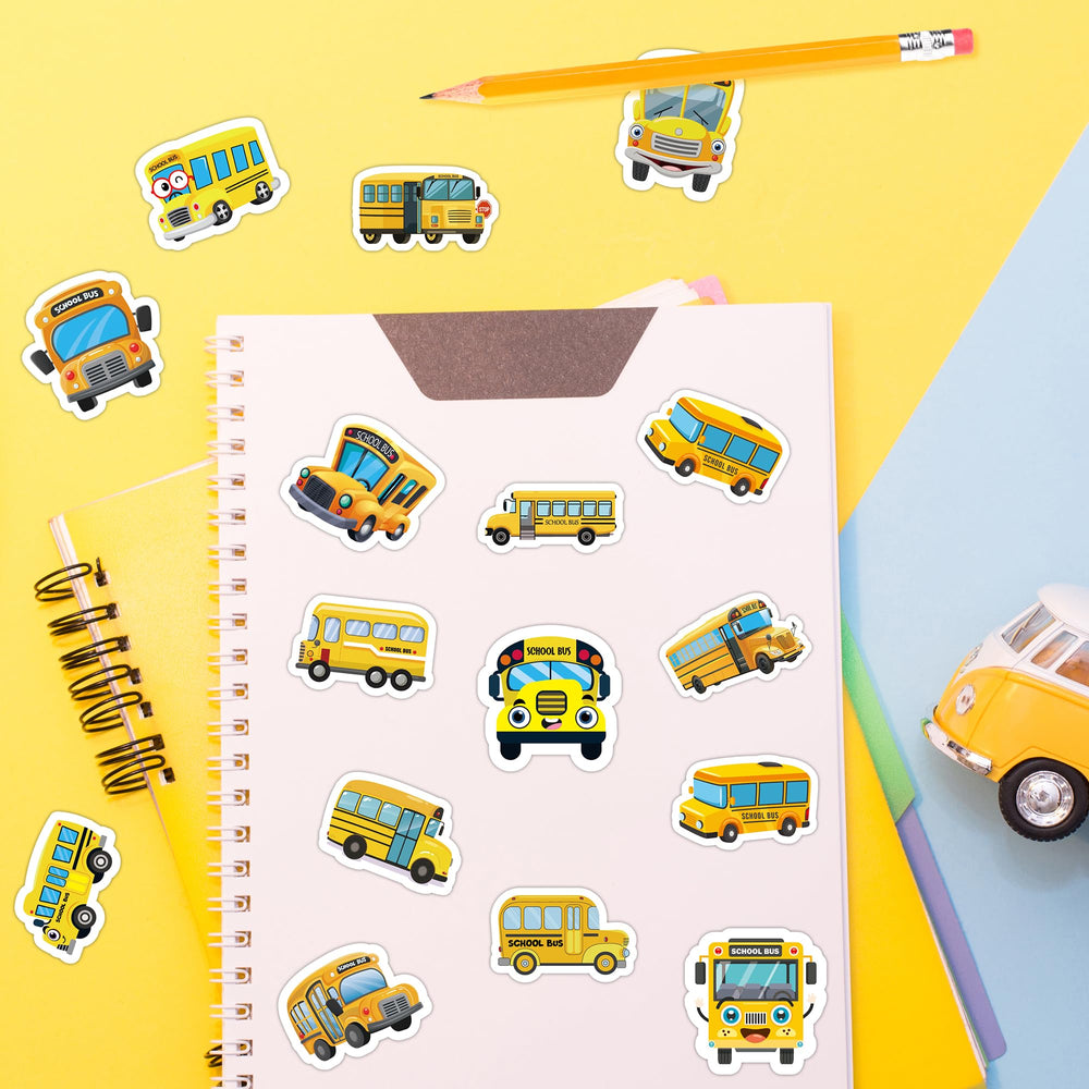 BeYumi school bus sticker roll on luggage aids organization