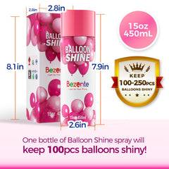 Bezente Balloon Shine Spray on a balloon arch, showcasing vibrant, long-lasting shine for events.