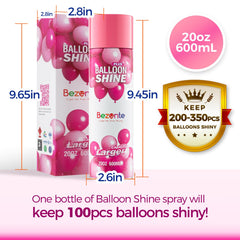 Bezente Balloon Shine waterproof-durable spray protects balloons with a lasting glow outdoors.