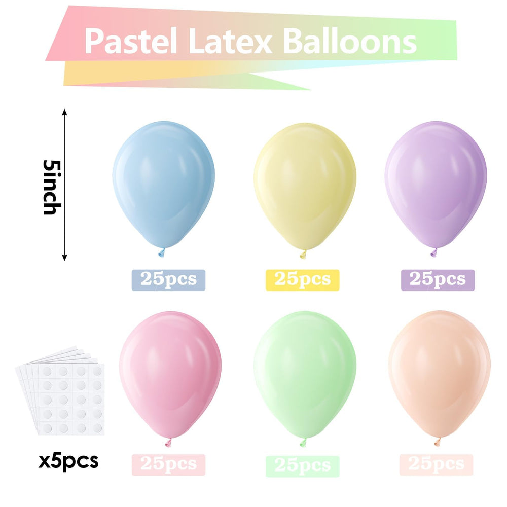 Bezente pastel balloons five inch close-up show soft macaron hues.