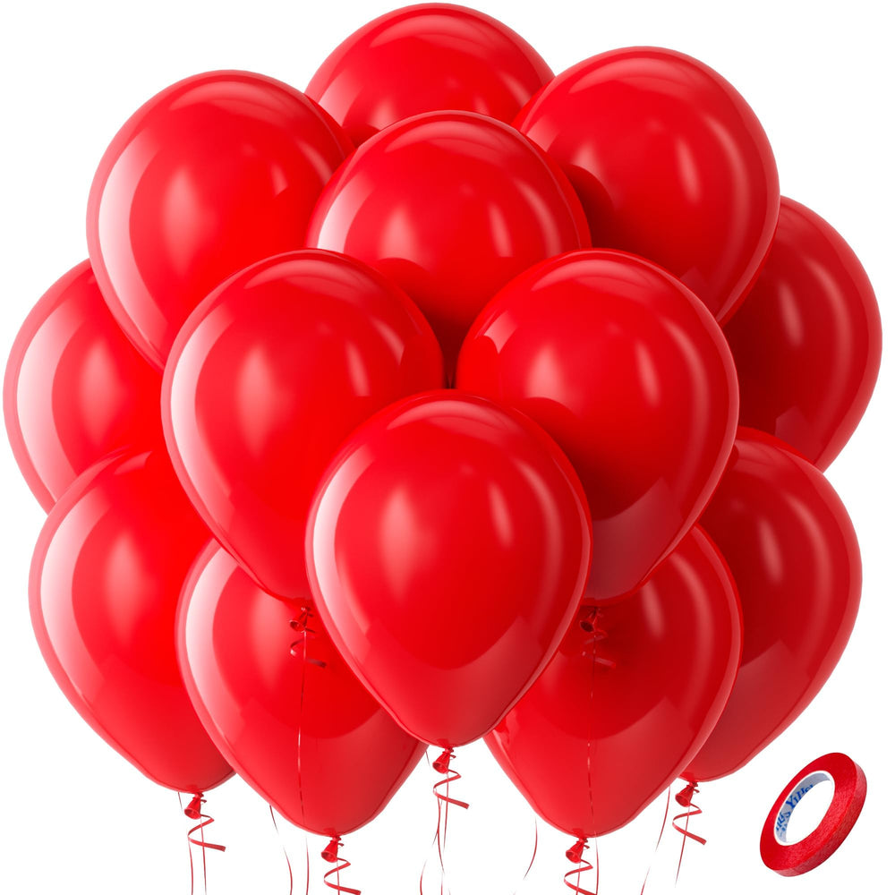 Bezente red balloons 12-inch pack ideal for festive decor and easy all-purpose decorating