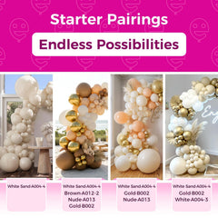 Bezente White Sand balloons used in wedding decor for arches and centerpieces.