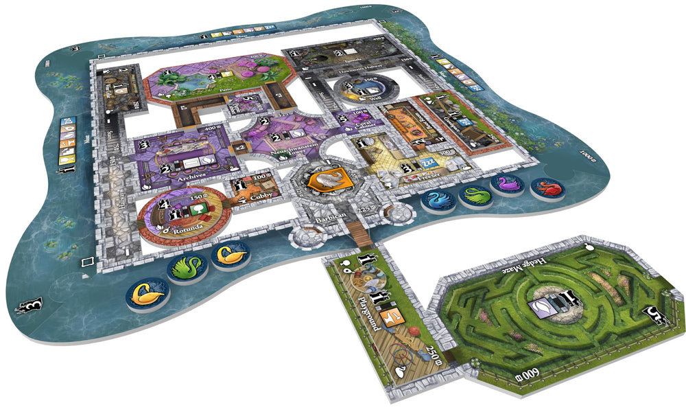 Bezier Games Castles of Mad King Ludwig Swan Tokens enable cash or end-game VP options.