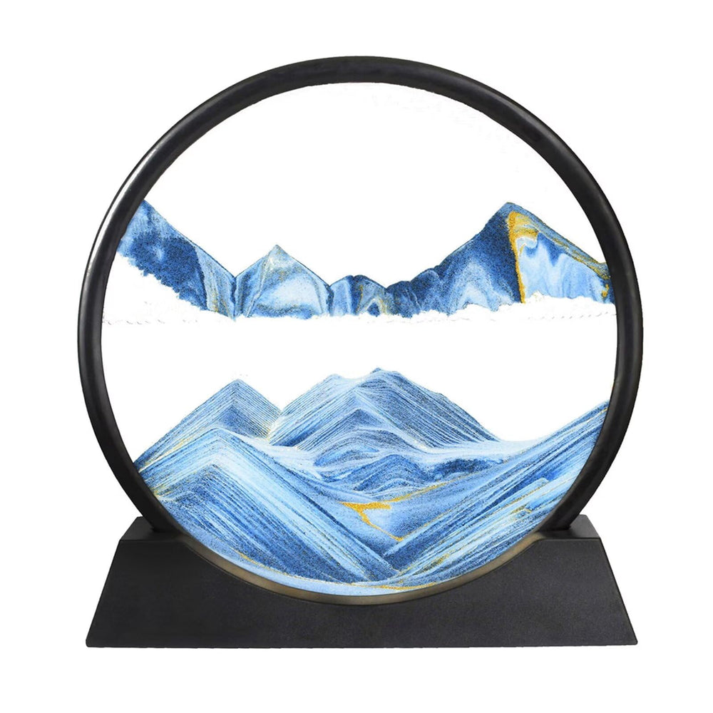BGFJYUK moving sand art round 12inch blue front view for desk relaxation