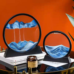 BGFJYUK moving sand art round 12inch blue side view shows flowing patterns for focus