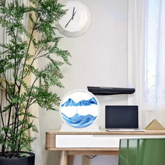 BGFJYUK Relaxing sand art decor for desk or shelf in blue tones.
