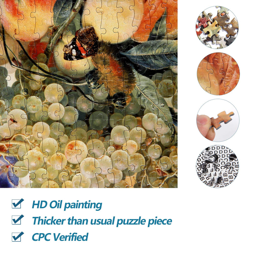 Bgraamiens Fruit Feast puzzle box and pieces show compact packaging and essential pieces