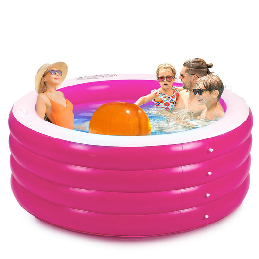 Biange blow up pool with 72-inch diameter for spacious backyard cooling.