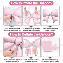 Biapian pink bow balloon decor enhances bridal or baby showers.