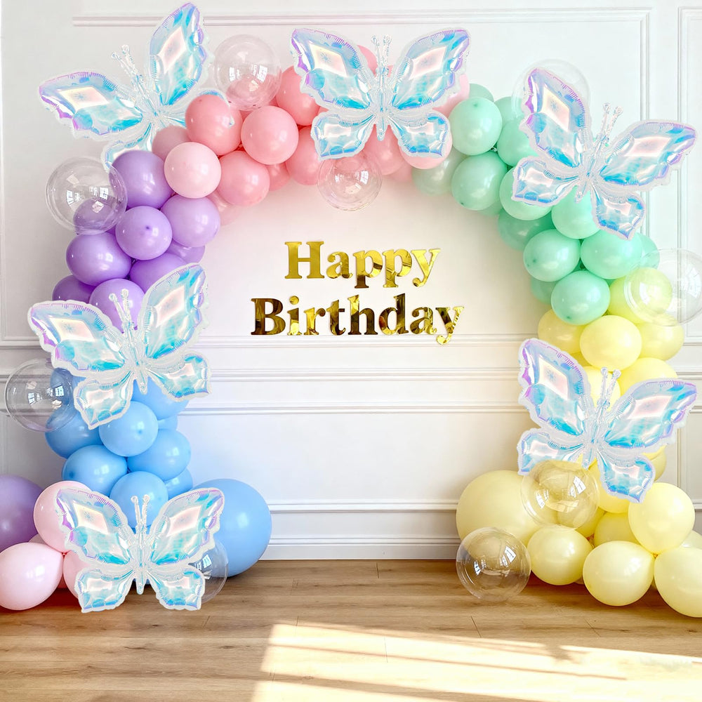 Biapian butterfly balloons decorate a garden party with graceful ambience