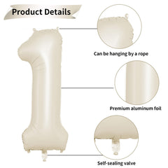 Biapian cream white foil balloon adds a sophisticated tone for baby showers.