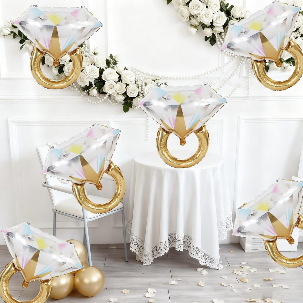 Biapian diamond ring balloons chair decoration highlighting the bride-to-be.