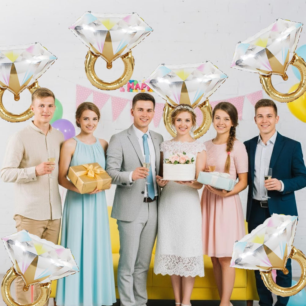 Biapian diamond ring balloons straw and ribbon enable quick setup.