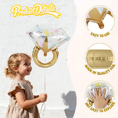Biapian diamond ring balloons wedding decor creating upscale backdrop.